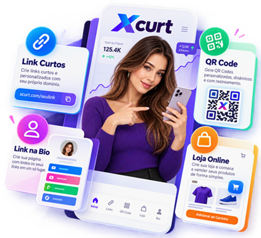 Xcurt links curtos e personalizados QR Code e Link na Bio recursos para o seu marketing de vendas online!